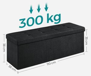 Taburet s úložným priestorom OTTOMAN 110x38 cm, čierny