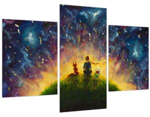 Obraz - Malý princ a líška (90x60 cm)