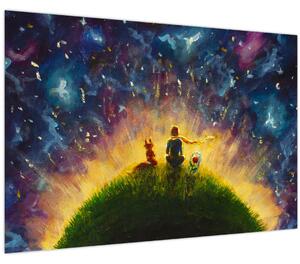 Obraz - Malý princ a líška (90x60 cm)