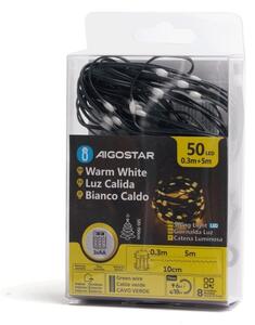 Aigostar - LED vonkajší svetelný reťazec 50xLED/8 funkcií 3xAA 5,3 m IP44 teplá biela