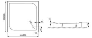 Polimat Kompaktná štvorcová akrylátová sprchová vanička Tenor 3 80x80 (90x90) POLIMAT-Farba: Biela, POLIMAT-Rozmery: 80x80