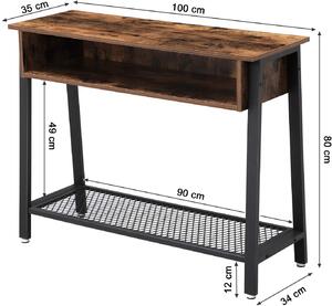 VASAGLE Odkladací stolík hnedý 100x35 cm