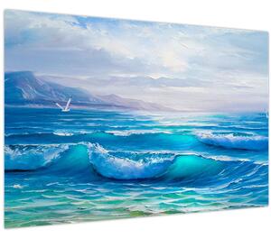 Obraz - Olejomaľba mora s čajkami (90x60 cm)