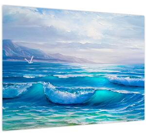 Obraz - Olejomaľba mora s čajkami (70x50 cm)