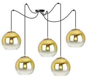 Závesné svietidlo Bergen Gold Spider, 5x zlaté/transparentné sklenené tienidlo (fi 15cm)