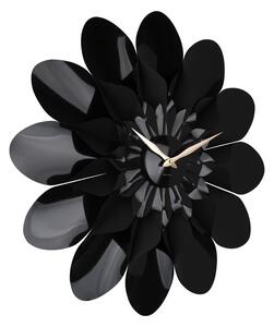 Čierne nástenné hodiny Karlsson Flower, ø 60 cm