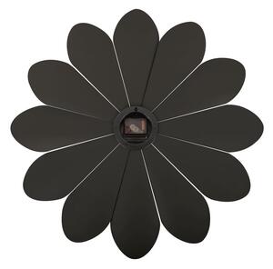 Čierne nástenné hodiny Karlsson Flower, ø 60 cm