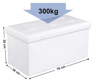 SONGMICS Úložný sedací box čalúnený skladacie 76x38 cm biely