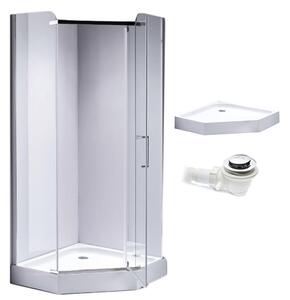 BPS-koupelny Päťuholníkový sprchový kút KZ91A 80x80 chróm/transparent + vanička SXL07A WH biela