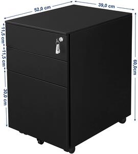 SONGMICS Pojazdný kontajner s tromi zásuvkami čierny