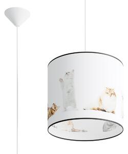 Detské závesné svietidlo Kitty, 1x plastové tienidlo so vzorom, (fi 30 cm)