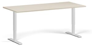 Výškovo nastaviteľný stôl, 2 motory, 745 - 1215 mm, doska 1800 x 800 mm, biela podnož, breza