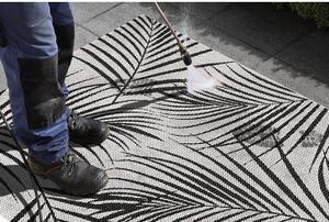 Čierno-sivý vonkajší koberec Ragami Flora, 120 x 170 cm