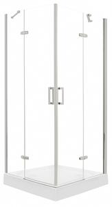 Novoterm Štvorcový sprchovací kút NV-Flow 90x90 chróm/transparent + vanička