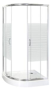 Novoterm Asymetrický sprchový kút NV-Madera 100x80 PRAVÝ chróm/potlač + vanička