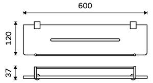 Nimco Polica IXI s ohrádkou, 60 cm BORMO čierna - BRC X460-X-90