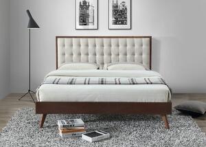 Manželská posteľ s roštom Solomo 160 - orech / béžová
