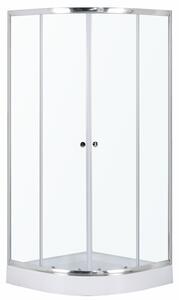 Novoterm Štvrťkruhový sprchovací kút NV-Leo 80x80 chróm/transparent + vanička