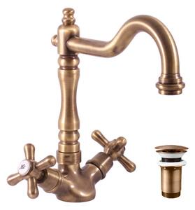 Slezák - RAV Umývadlová/drezová batéria s výpusťou MORAVA RETRO - MK121.x/8SM, Stará mosadz (Bronz) SLEZÁK RAV-Pripojovacie hadičky - závit: 1/2"