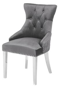 Dizajnová stolička Queen Levia hlava zamat sivá