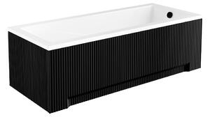 Besco Univerzálny krycí panel UNI RYFLE BLACK k obdĺžnikovej vani Besco, čierna mat BESCO-Rozmery: 150x70