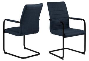 Dizajnová jedálenská stolička Daitaro s opierkami tmavomodrá / čierna