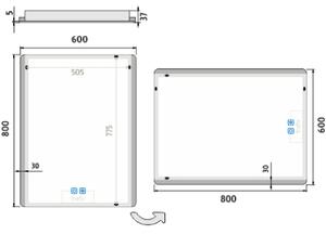 Nimco LED zrkadlo 600x800 s dvoma dotykovými senzormi - ZP 17002VX