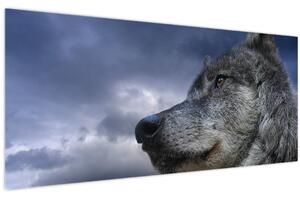 Obraz - Vlčia hlava (120x50 cm)