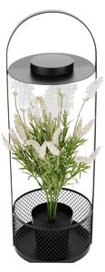 KONDELA Dekoračný stojan s kvetináčom, LED osvetlenie, 50,3 cm, s umelou kvetinou, VELOM TYP 1