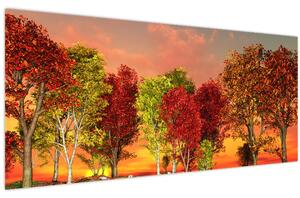 Obraz - Farebné stromy (120x50 cm)