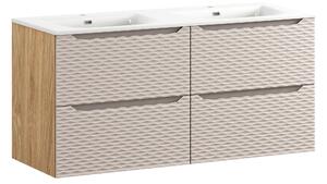 Comad Kúpeľňová skrinka s keramickým dvojumývadlom Ocean Beige 120 cm - béžová