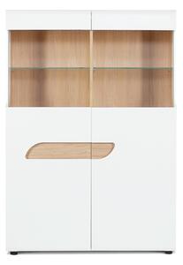 KONSIMO Vitrína AVERO biela 110 x 158 x 42 cm