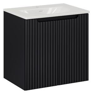 Comad Kúpeľňová skrinka s keramickým umývadlom Nova Black II 60 cm - čierna mat