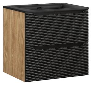 Comad Kúpeľňová skrinka s keramickým umývadlom Ocean Black II 60 cm - čierna matná