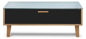KONSIMO Konferenčný stolík FRISK sklenená doska dub čierny 90 x 35 x 60 cm