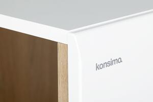 KONSIMO Konferenčný stolík AVERO police biely dub 112 x 47 x 60 cm