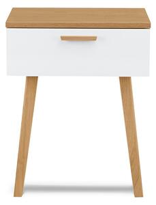 KONSIMO Nočný stolík FRISK zásuvka dub biely 48 x 60 x 46 cm