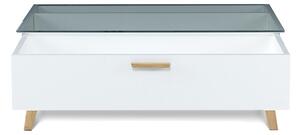 KONSIMO Konferenčný stolík FRISK sklenená doska biely 90 x 35 x 60 cm