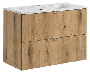 Comad Kúpeľňová skrinka s keramickým umývadlom Nova Oak II 80 cm - dub coast evoke
