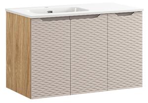 Comad Kúpeľňová skrinka s keramickým umývadlom Ocean Beige 90 cm - béžová