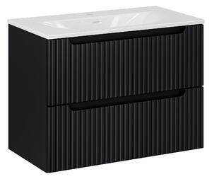 Comad Kúpeľňová skrinka s keramickým umývadlom Nova Black 80 cm - čierna matná