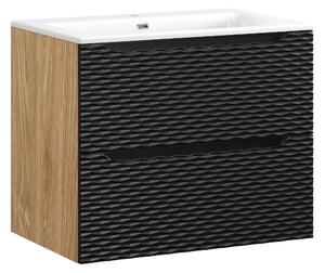 Comad Kúpeľňová skrinka s keramickým umývadlom Ocean Black 70 cm - čierna mat