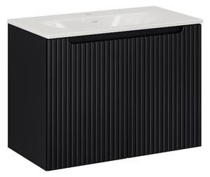 Comad Kúpeľňová skrinka s keramickým umývadlom Nova Black II 80 cm - čierna mat