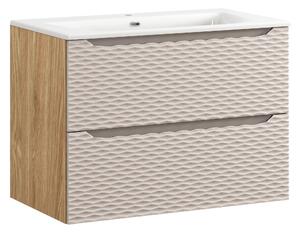 Comad Kúpeľňová skrinka s keramickým umývadlom Ocean Beige 80 cm - béžová