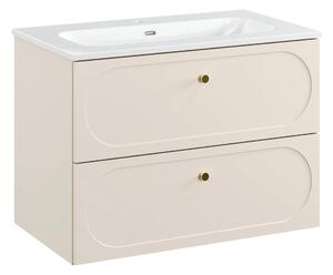 Comad Kúpeľňová skrinka s keramickým umývadlom Donna Sand 80 cm - béžový piesok
