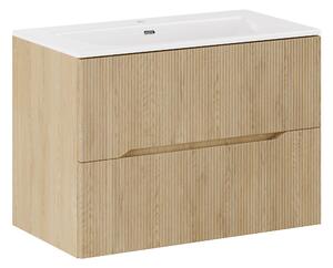 Comad Kúpeľňová skrinka s keramickým umývadlom Nordic Cremona 80 cm - dub cremona