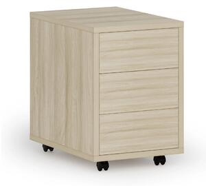 Kancelársky mobilný kontajner PRIMO WOOD, PUSH-lock, 3 zásuvky, dub prírodný