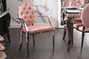 Dizajnová stolička s opierkami Rococo II ružová