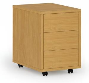 Kancelársky mobilný kontajner PRIMO WOOD, PUSH-lock, 3 zásuvky, buk