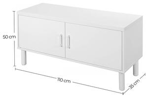 VASAGLE Botník nízky uzatvárateľný biely 100 x 35 cm